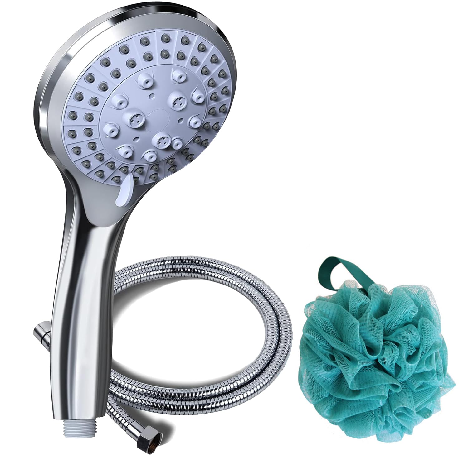 Exello - Hand Shower, Rain Shower with 5-Function Hand Shower, Shower Head with 1.5 m Heavy Stainless Steel Metal Hose and & Wall Mount for Bathing and Spa (Handshower Set)