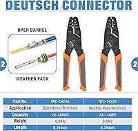 Vista 3 de iCrimp Deutsch - Kit de herramientas de crimpado de terminales de cierre y barril abierto, herramienta de extracción de Deutsch para conectores