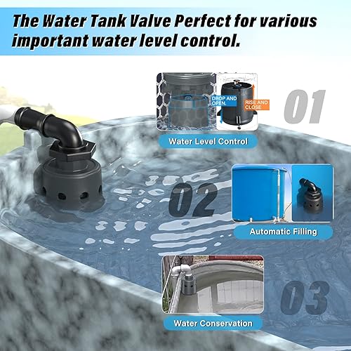 Miniatura 5 de Válvula de flotador de tanque de agua diseñada para control de nivel de agua, llenado automático, apagado automático, válvula de flotador de nivel