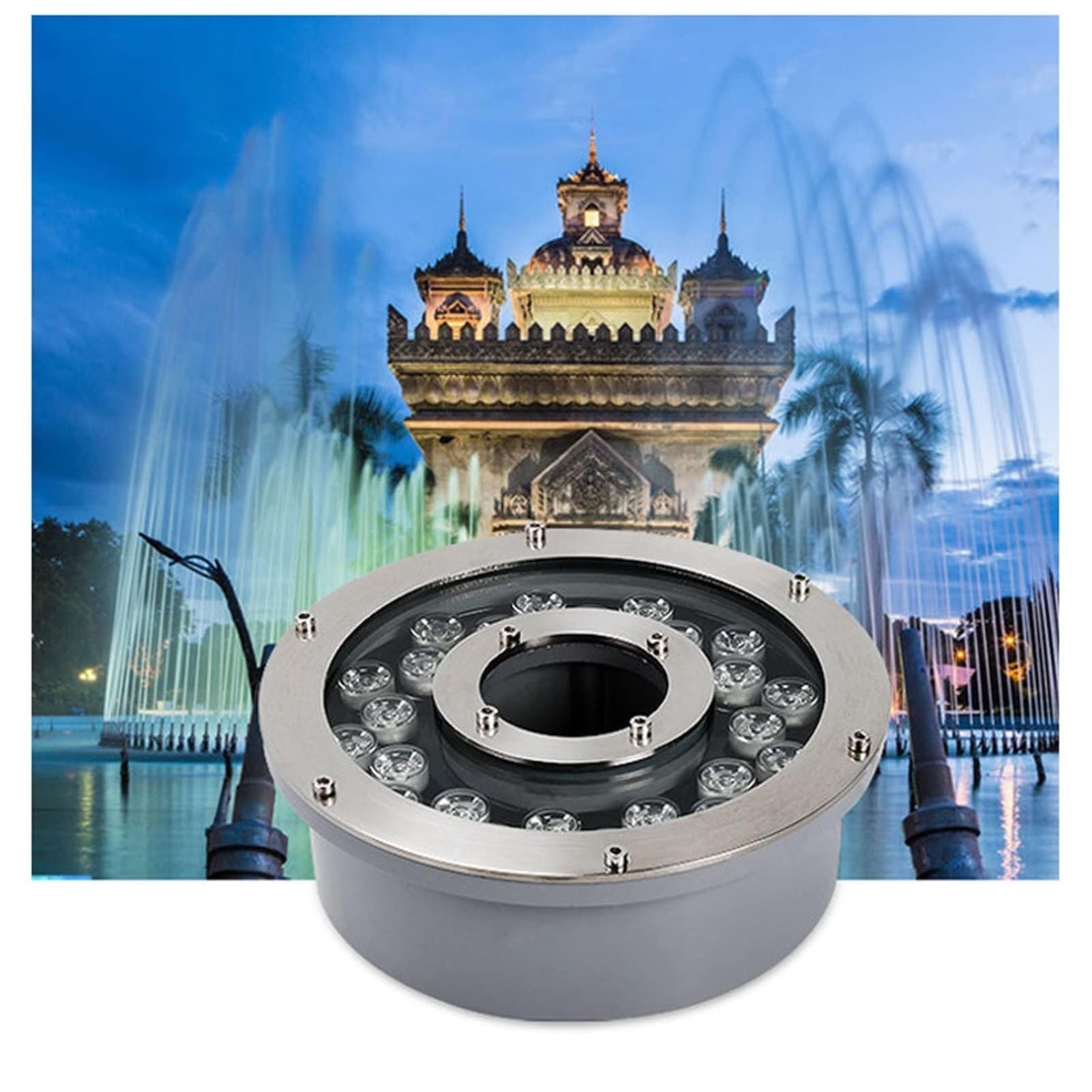LED-Ringbrunnenlampe – 12 V Unterwasser-Teichbeleuchtung, IP68 wasserdichte Einbauleuchte, Strahler(Blue,24W-DC12V)