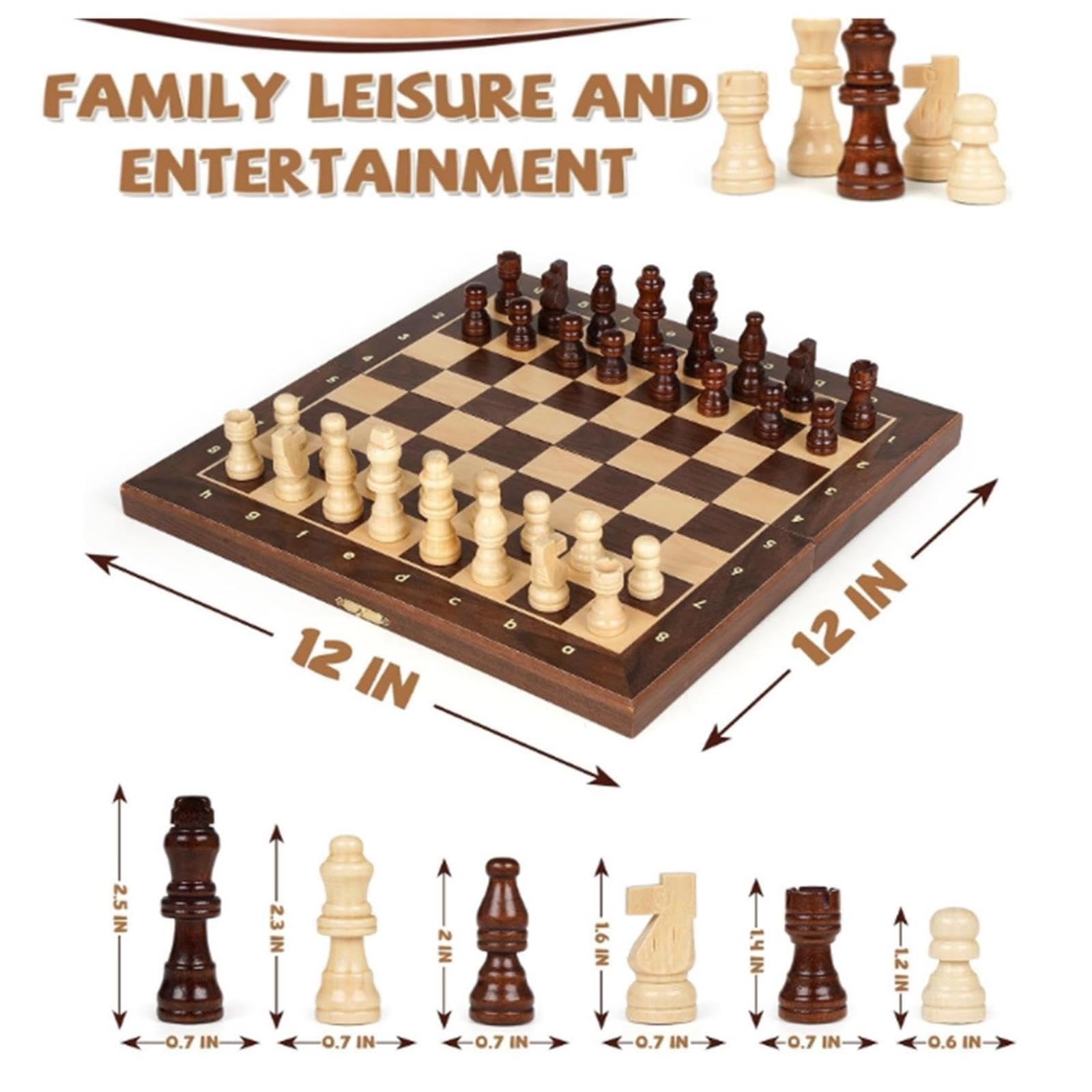 Set da gioco degli scacchi pieghevole in legno