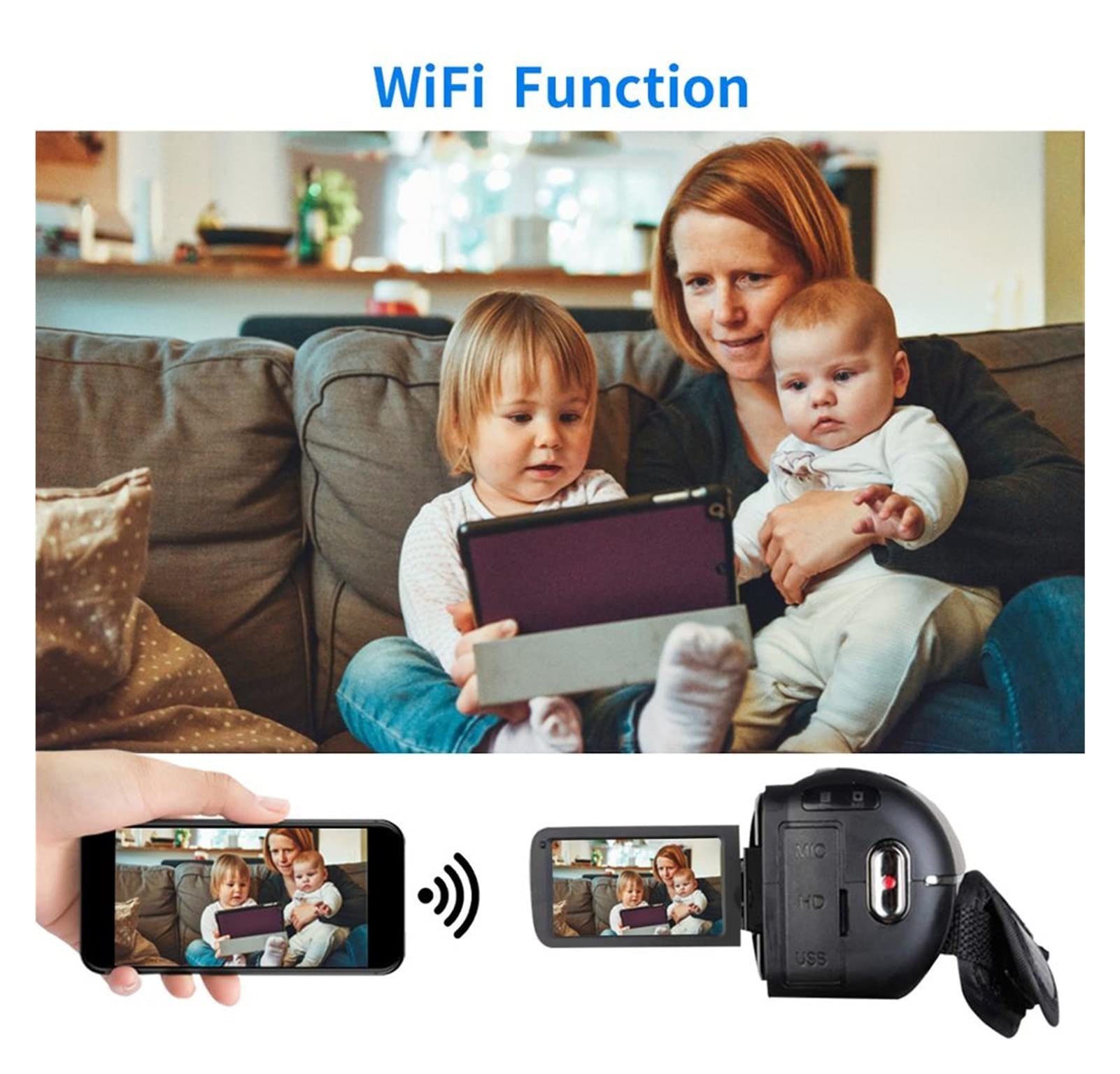 Videocamera, Videocamera 4K 4 8MP. video digitale for registratore vlog WI-FI da touch screen di camme notte(32GB SD Card,Cam Mic)