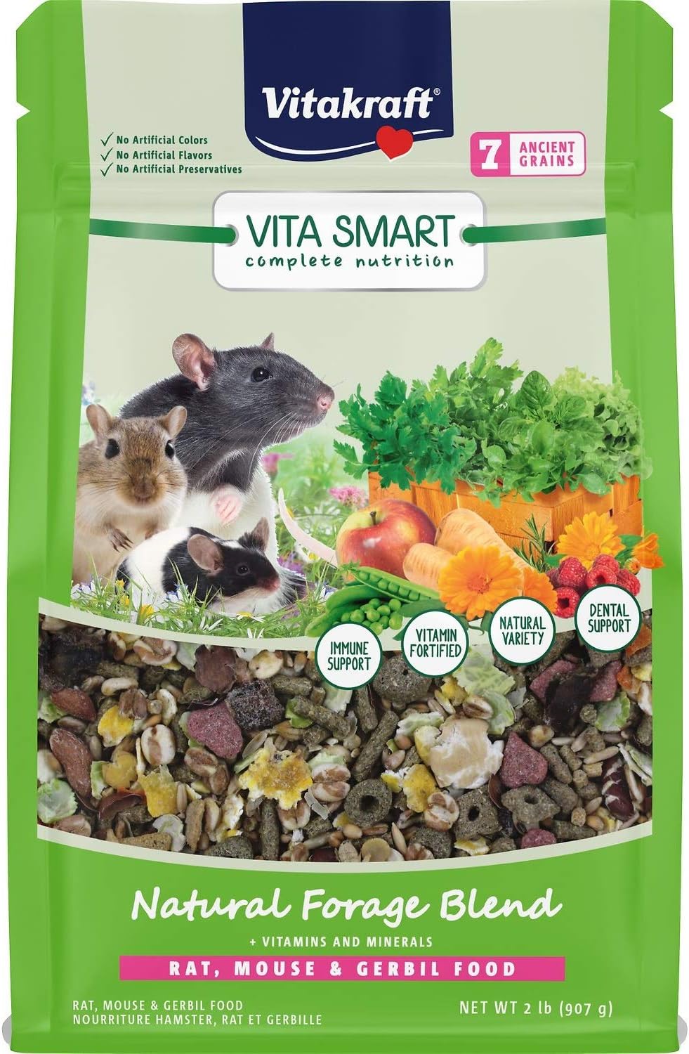 Vita Smart Rat and Mouse Food - Complete Nutrition - Premium Fortified Blend with Ancient Grains for Rats, Mice, and Gerbils