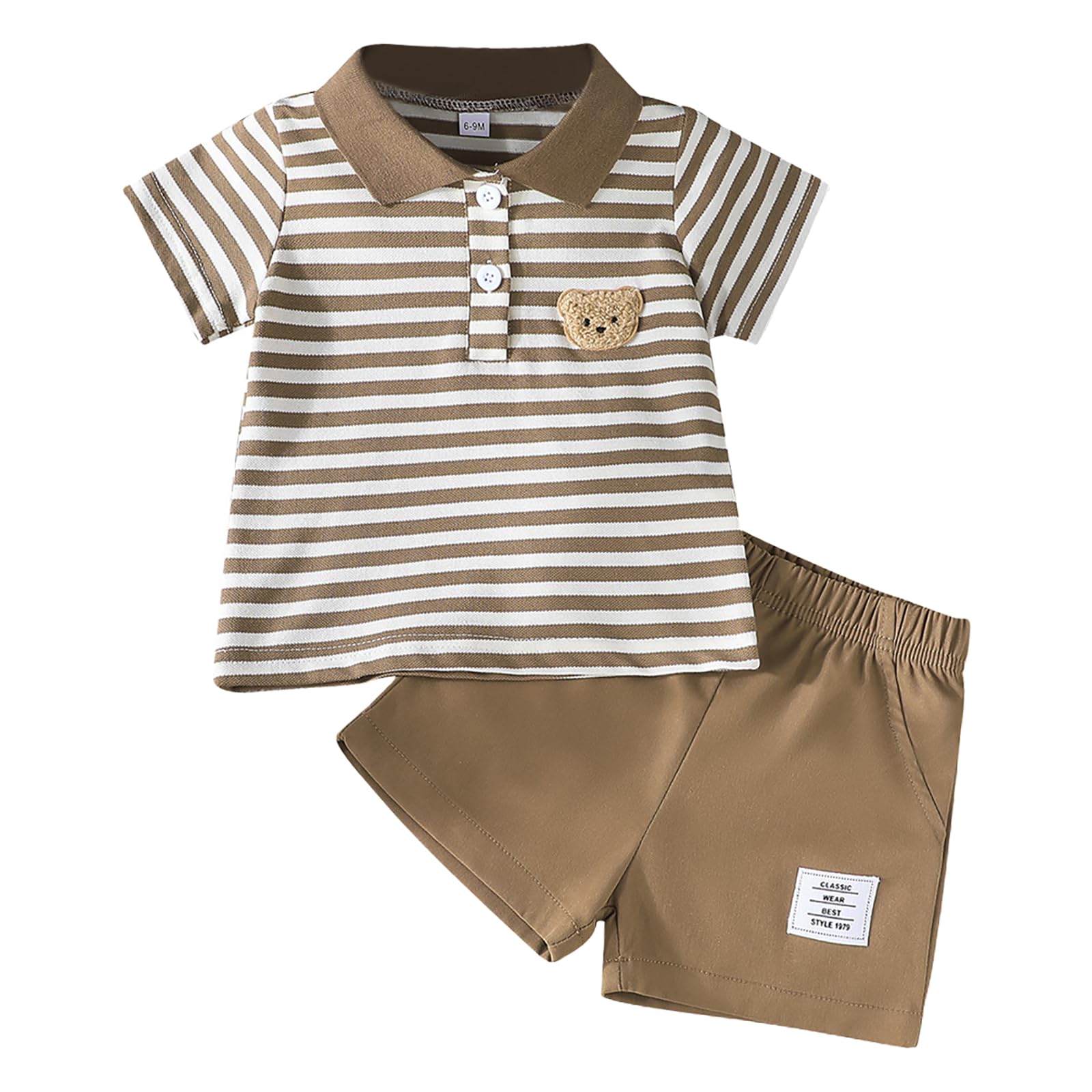 2Pcs Baby Jungen Sommerkleidung Outfit Set Farbblock Poloshirt Top + Shorts Hose Sommer Kleinkind Bekleidungsset