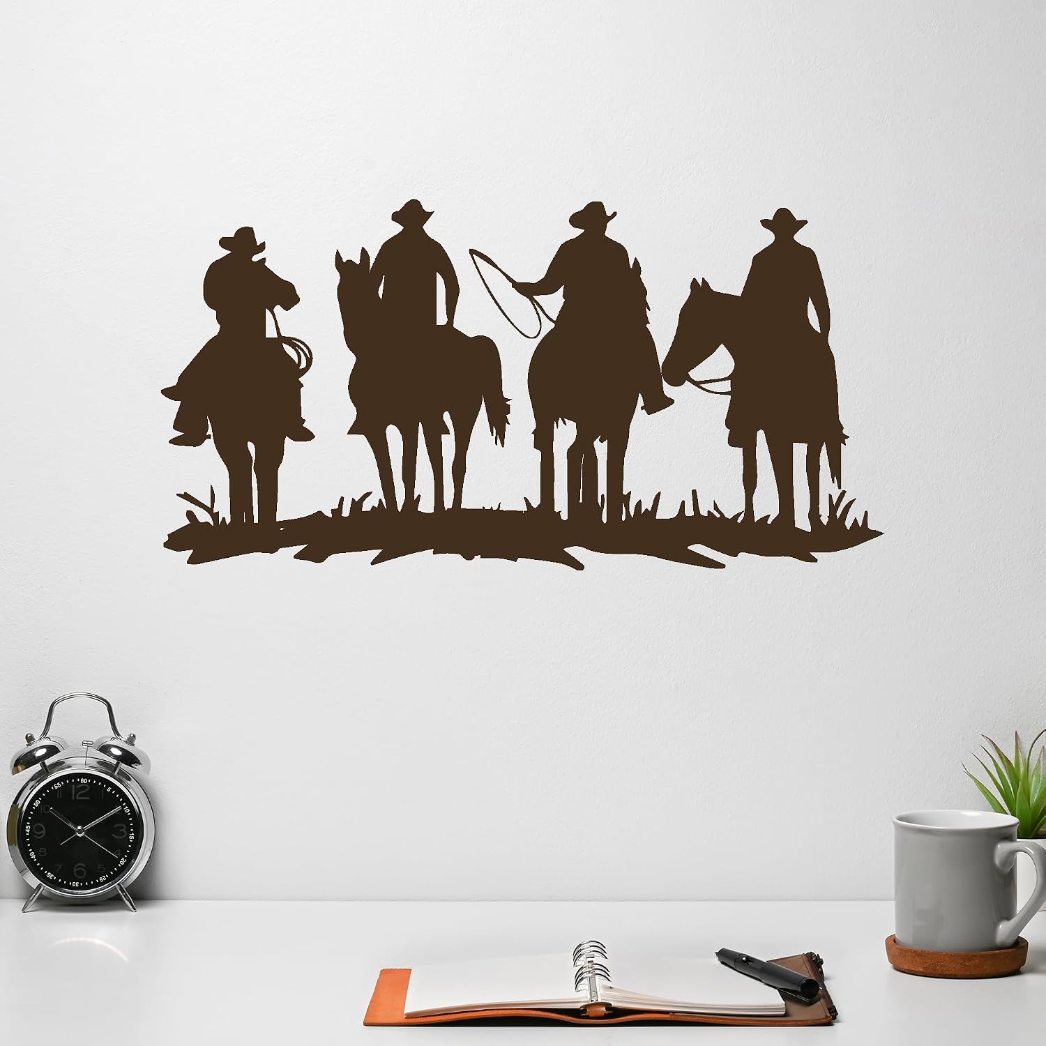 Vinyl Wall Decal Cowboys Riding Horses Silhouette Country Wild West Stickers Mural Large Decor (g8872) Black