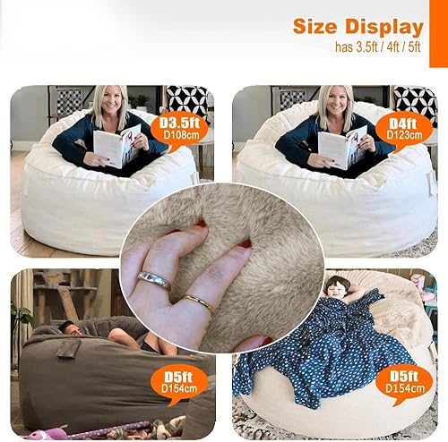 Miniatura 4 de Puf gigante de piel sintética suave de conejo de 34 pies, puf para sofá cama, reclinable, soplo para sentarse en el suelo, relajarse, videojuegos,