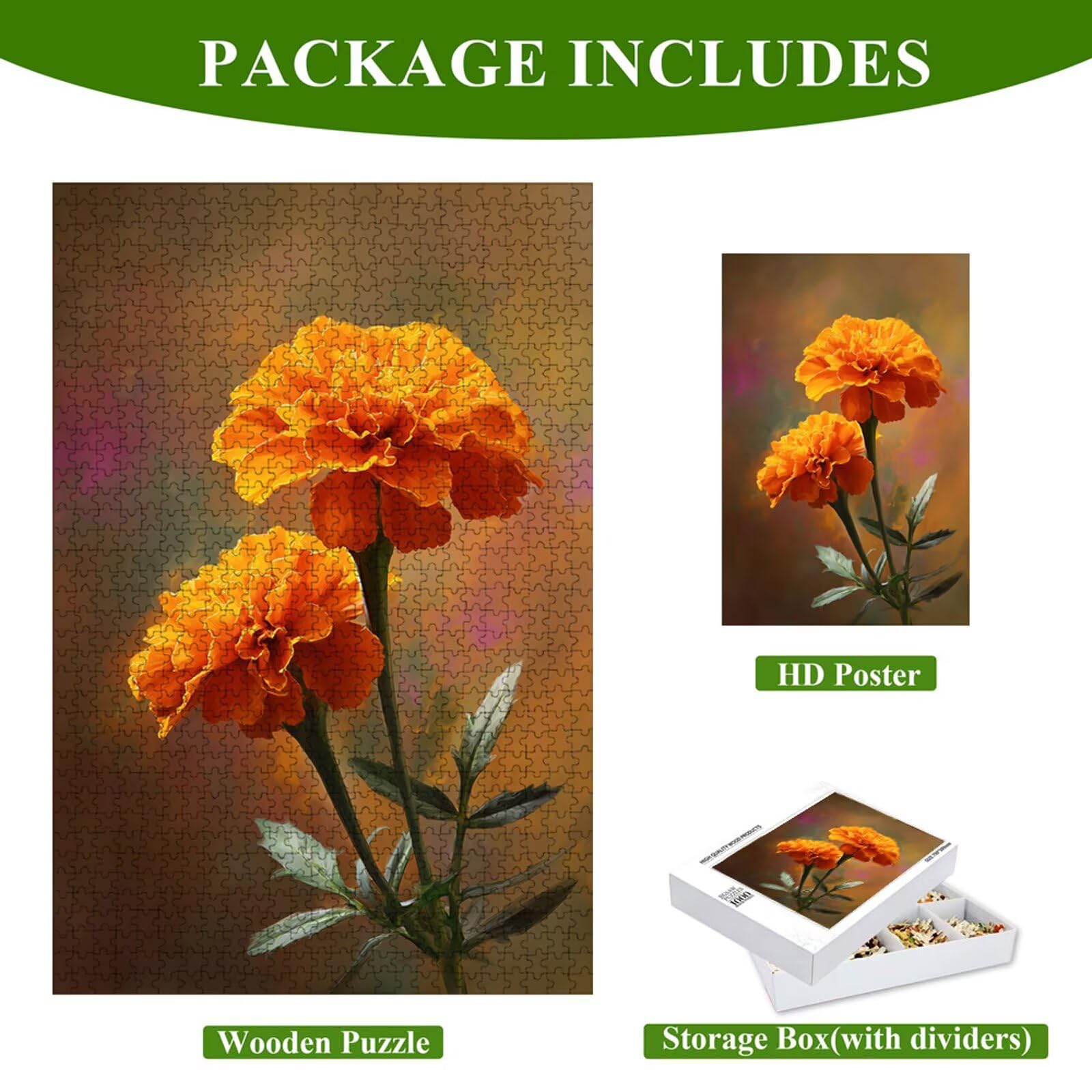 4000 Pezzi Puzzle Adulti - Arancione & Flower - Fabbricazione in Legno Robusto (Forma Classica) - Decorazione Murale con Poster - Prodotto Riservato ad Adulti e 14 Anni in Su (147x105cm) P3#1337