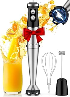 Immersion Blender, 1000W Anti-scratch 3-in-1 Hand Blender, Upgraded 12 Speed Stainless Steel Blade Stick Blender with Turbo Mode, Whisk and Milk Frother, Non-BPA, Black