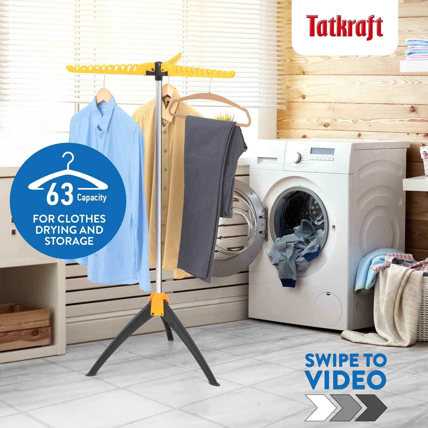 art moon Elm Heavy Duty Foldable Clothes Airer, Clothes Hanger Rack, Indoor/Outdoor Clothes Airer, Maximum Capacity 22kg or 63 Hangers, Easy to Assemble, Orange