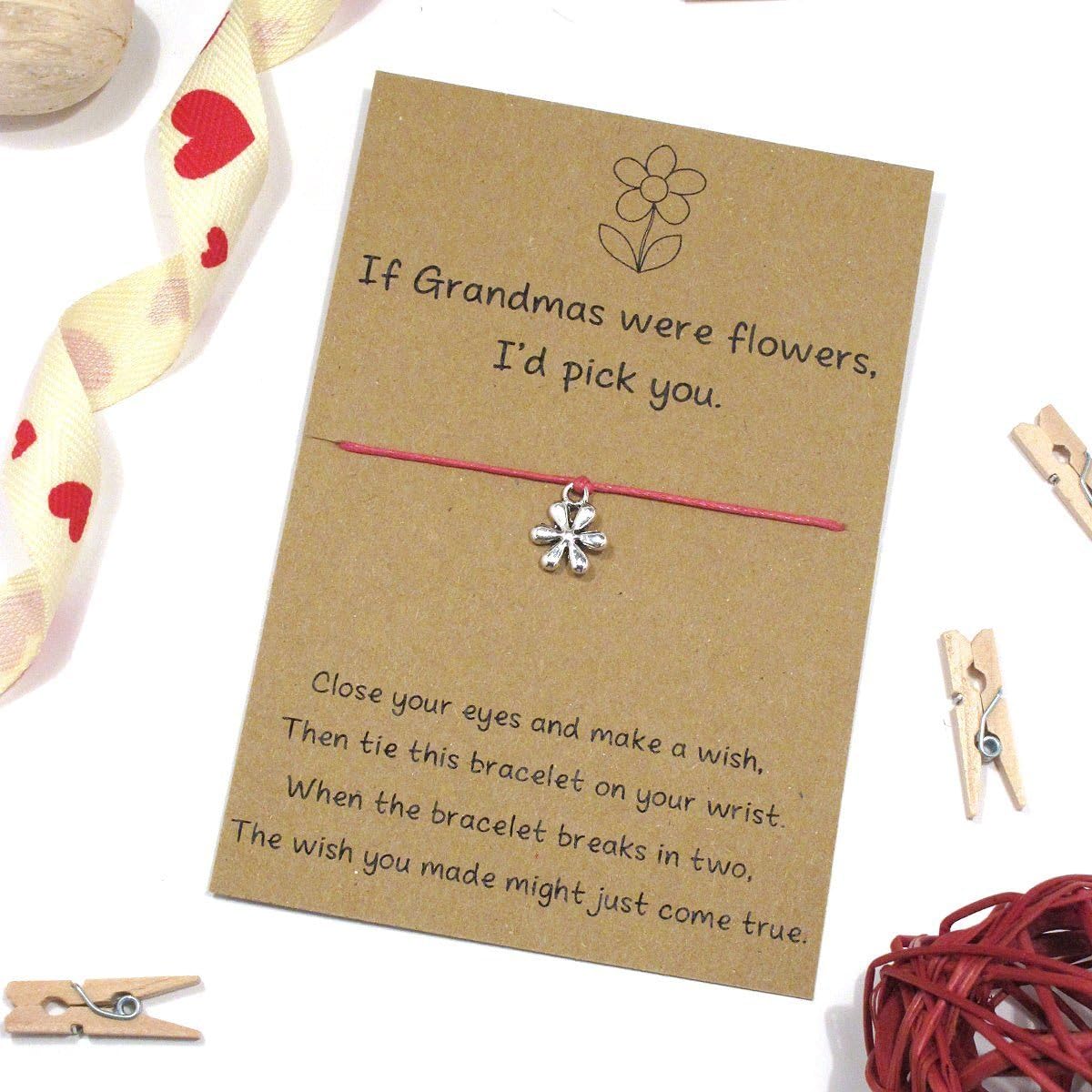 if grandmas were flowers, wish bracelet, friendship bracelet, grandmother bracelet, charm bracelet, gift for grandma, mothers day jewelry