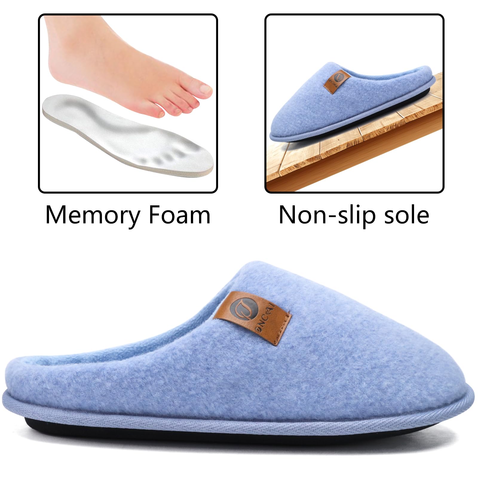 ONCAI Pantofole da Uomo Invernali, Comoda Memory Foam Calde Scarpe da Casa in Lana Con Suola Antiscivolo Taglia 40-49 EU