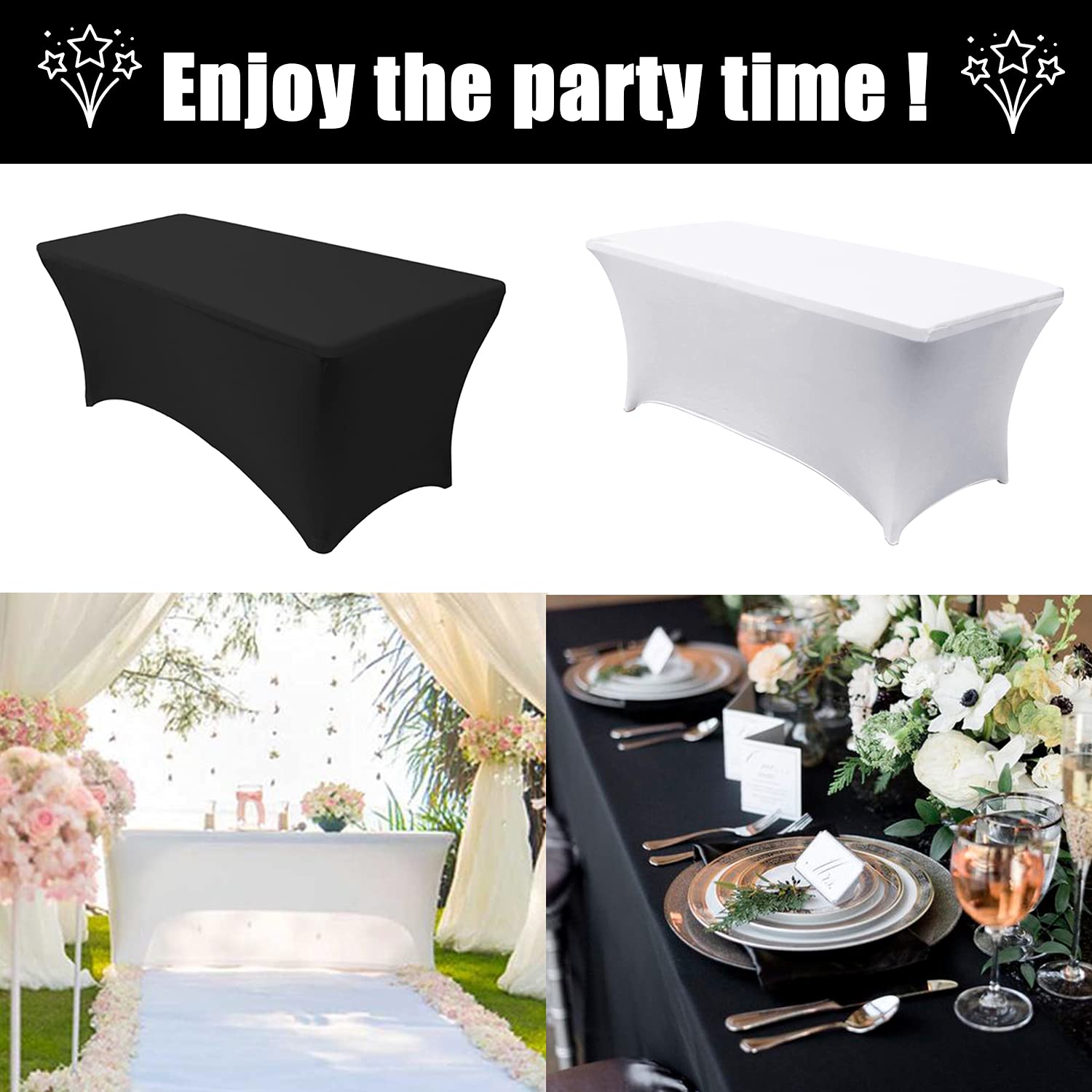 Nappe Extensible 1.8m Dololoo Pour Table Rectangulaire - Housse Élasthanne Anti-Taches Mariage Et Événements
