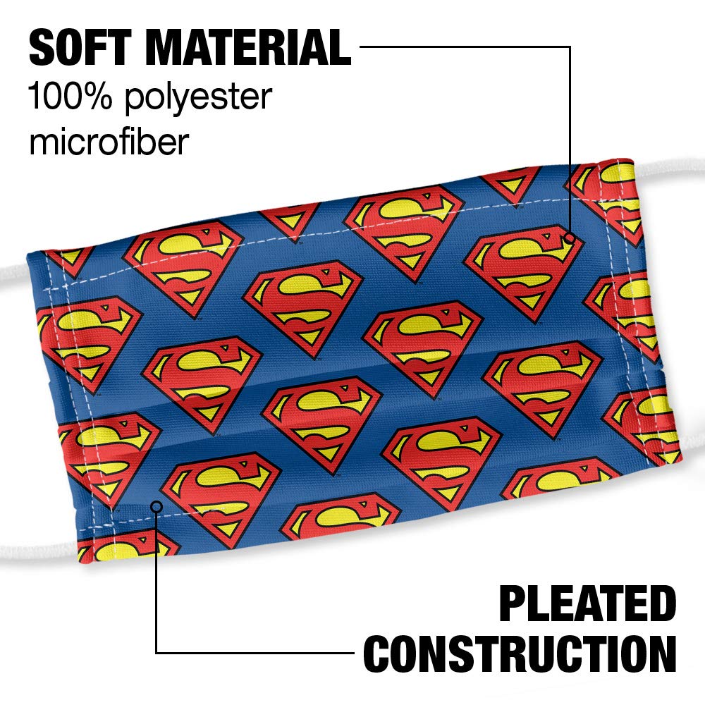 Popfunk Superman Classic S Shield Logo 1-Ply Reusable Face Mask Covering with Adjustable Nose Wire, Unisex