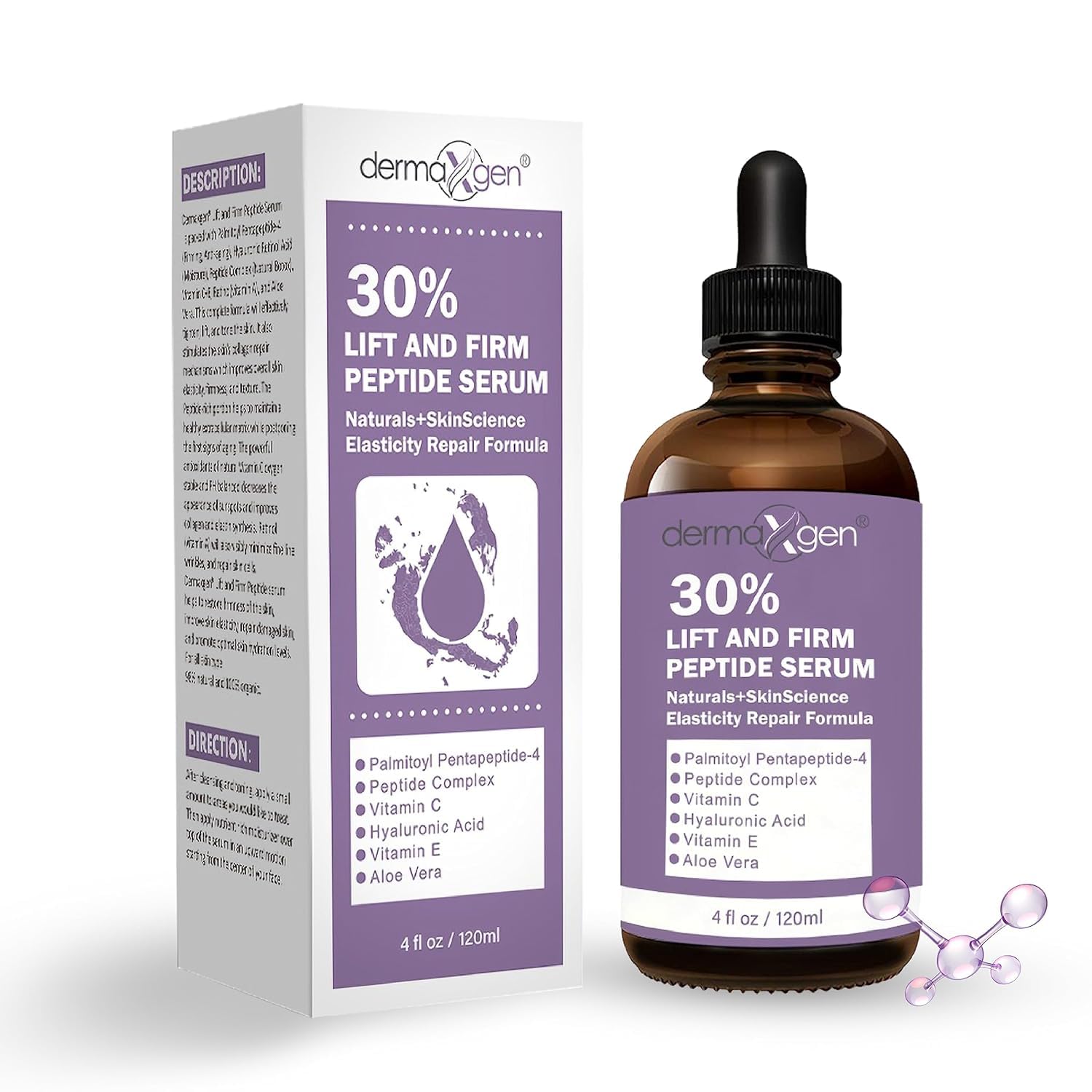 Lift & Firm 30% Peptide Serum for Face – Anti-Aging Serum with Vitamin C, E, Matrixyl 3000, Aloe Vera & Hyaluronic Acid – Multi-Peptide Formula to Lift, Firm & Rejuvenate Skin (4 fl oz)