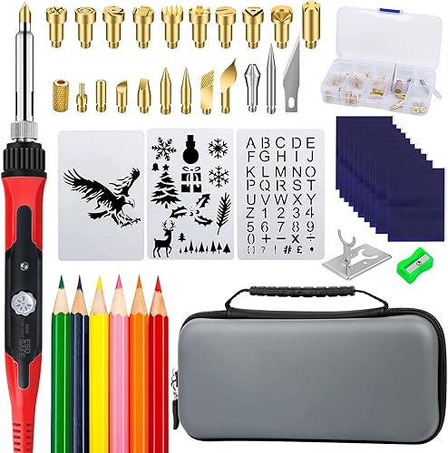 Kit de quema de madera, 45 unidades, bolígrafo de herramientas de quema de madera con 22 puntas de tallado, temperatura ajustable de 200  788.0F.