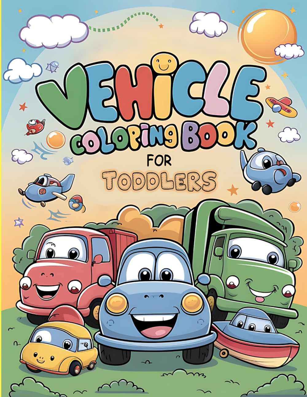 Vehicle Coloring Book for Toddlers: Fun and Easy Coloring Pages with Cars, Trucks, and More for Boys