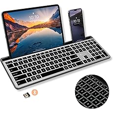 X9 Slim Bluetooth Mouse and Keyboard Combo - Dual BT + 2.4G Pair 3 Devices - Full-Size Rechargeable Wireless Mouse and Keyboard Combo - Multi-Device Wireless Keyboard Mouse Combo for PC - Black