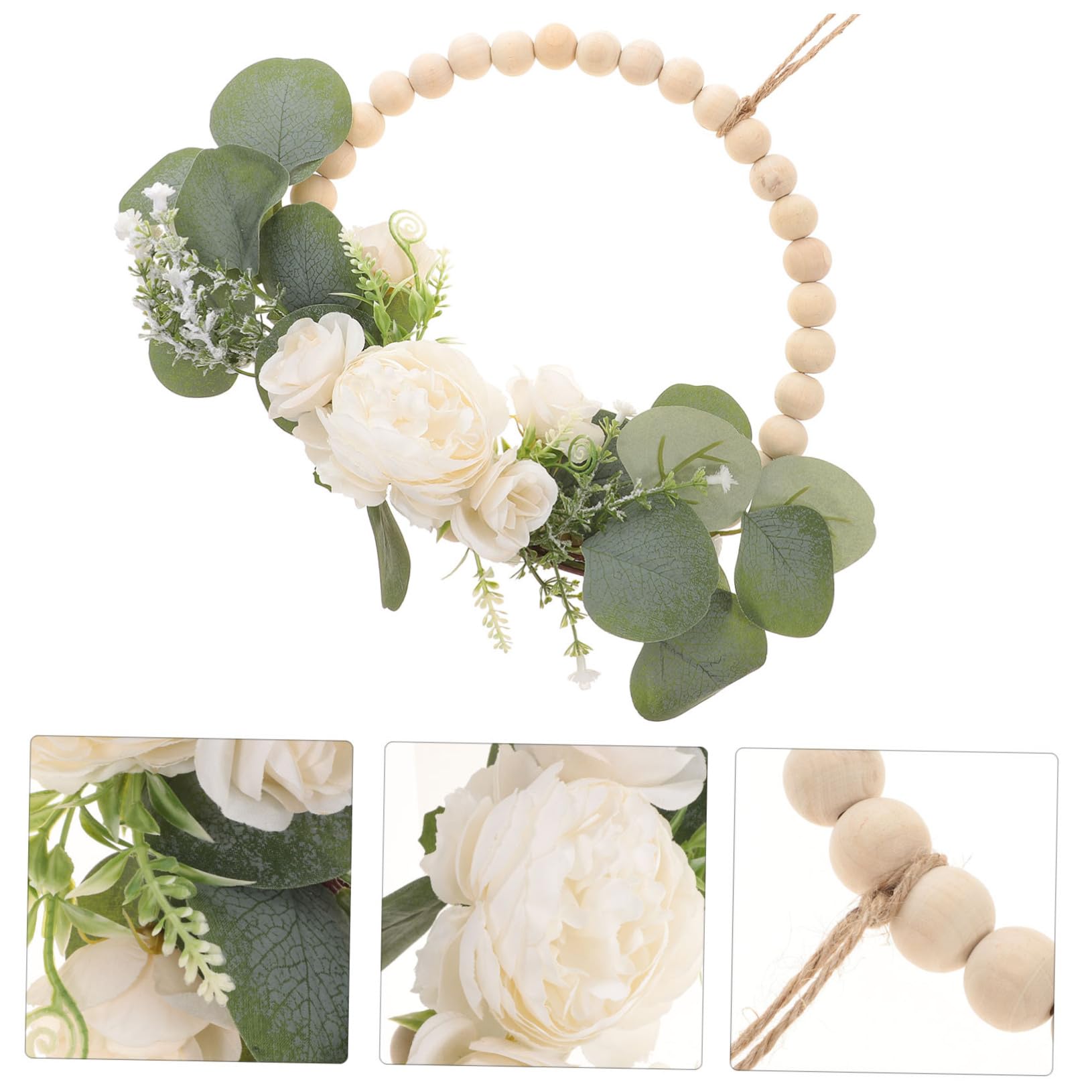 3stücke Holzperlen Girlande Mit Kunstblumen Romantische Wanddeko Für Hochzeit Festlichkeiten Und Zuhause Nordic Stil Für Liebevolle Atmosphäre Und Kreative Dekoration