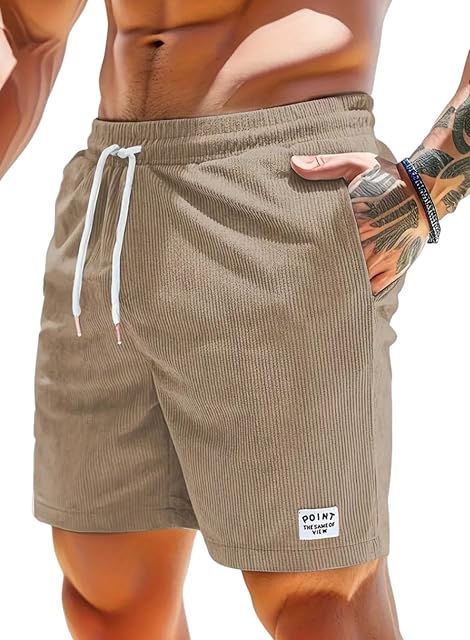 Męskie spodenki na co dzień, modne klasyczne spodenki sportowe, miękkie, slim fit, sztruksowe, bawełniane szorty z kieszeniami