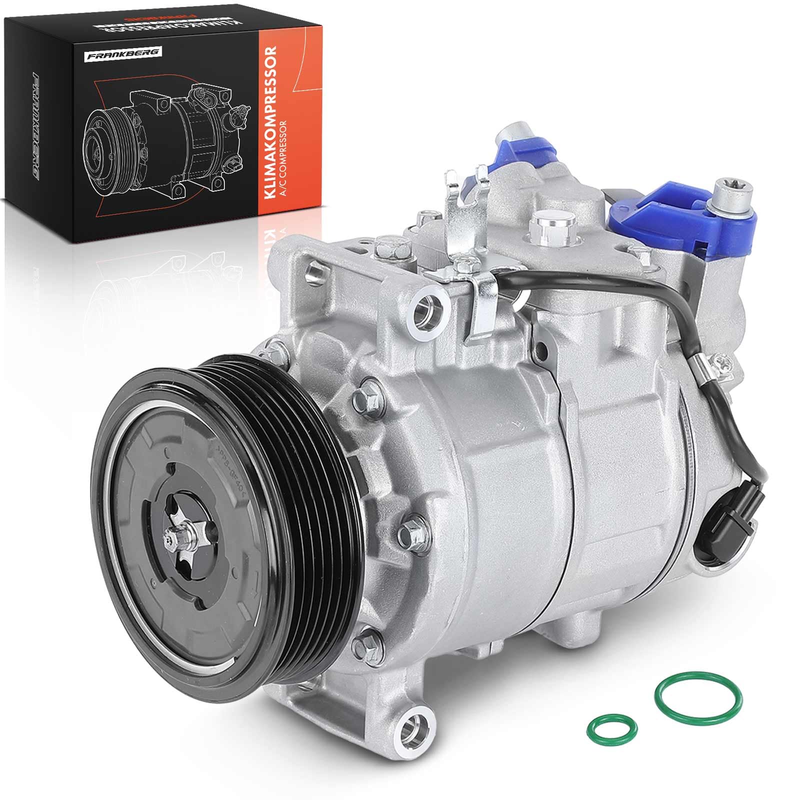 Frankberg Compresseur de climatisation avec embrayage, diesel | Compatible avec: T.r.a.n.s.p.o.r.t.e.r V Fourgon 7EA 7EH 7HA 7HH ,T.r.a.n.s.p.o.r.t.e.r V Bus 7EB 7EJ 7HB 7HJ ,
