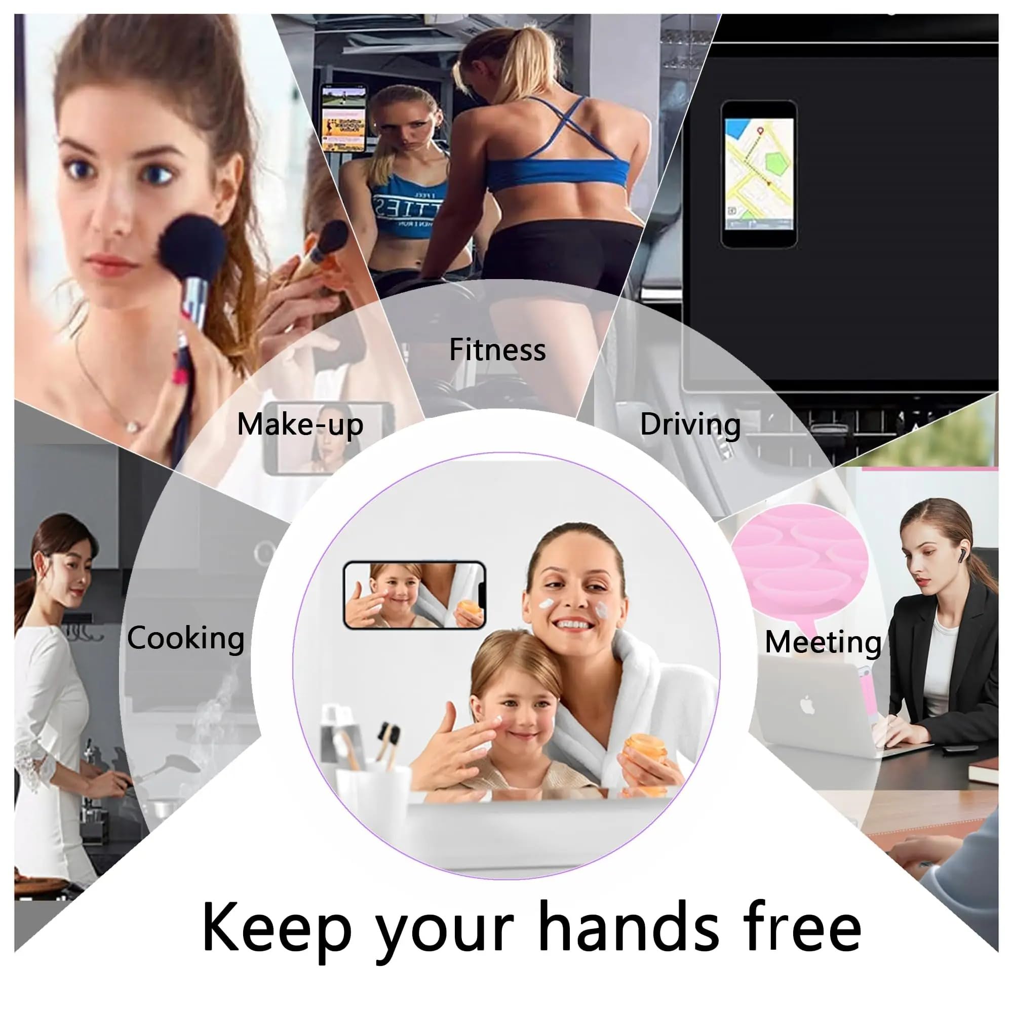 XZC Confezione da 3 impugnature in silicone a doppia ventosa per telefono, supporto per selfie e video, riutilizzabili e rimovibili (bianco)