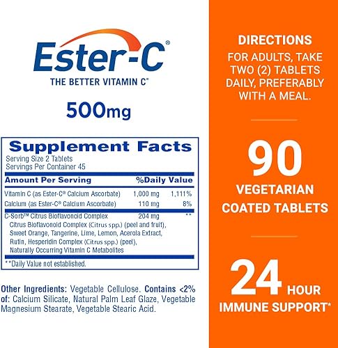Miniatura 8 de Ester-C Vitamina C, 500mg tabletas, 60-Count Botellas por Ester-C