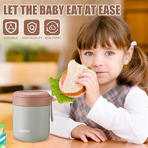 Miniatura 4 de Bokon 2 cajas de almuerzo de 14.5 onzas con aislamiento al vacío para adultos, contenedor de alimentos de acero inoxidable a prueba de fugas, con