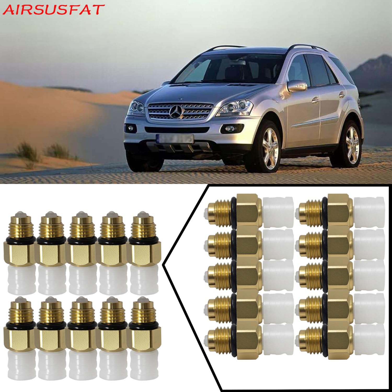 10 szt. Zawór pneumatyczny z zawieszeniem pneumatycznym M8 * 1 dla Benz W251 W164 W212 W211 W220 W221 nowe zawieszenie pneumatyczne złącze sprężynowe złączki mosiężne 1643200625 1643200725