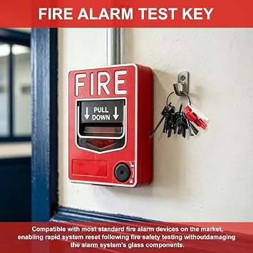 16-Piece Call Point Tets Keys, Fire Alarm Test Key Set (includes keyring), universal fire alarm test key suitable for engineers, emergency door release, and system maintenance