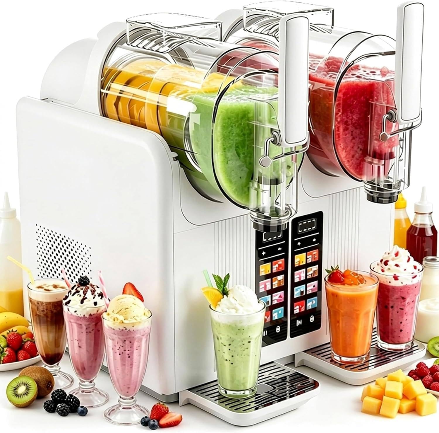 Cubas Separadas Granizadora y Máquina de Helado Cremoso, 4L White