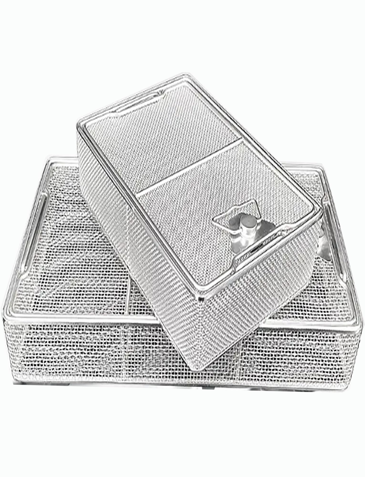 Reinigungskorb for medizinische Geräte mit 4 mm Maschenweite, Material Edelstahl 304, Sterilisationskorb for chirurgische Instrumente aus Edelstahl mit Deckel(30x20x7cm/11.81x7.87x2.76in)