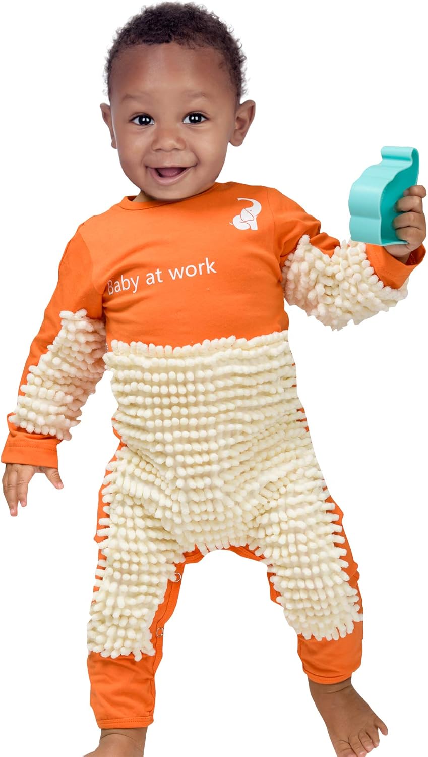 Cute Baby Mop Onesie, Funny Long Sleeve Romper, Perfect for a Crawling Baby