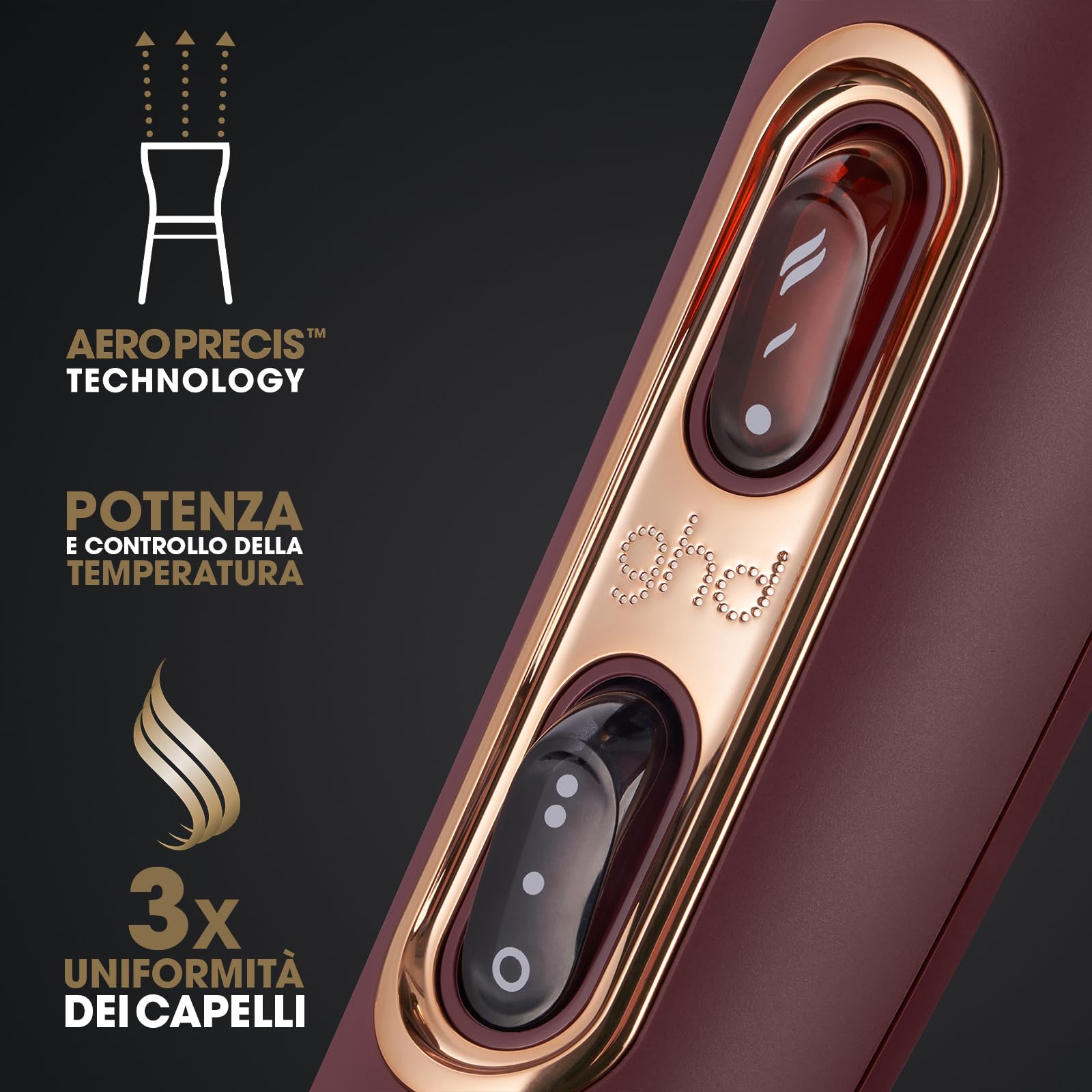 ghd Helios, Asciugacapelli Professionale Ionico Anticrespo, Asciugatura Rapida per Capelli più Lucenti con Motore Brushless, Bassi Livelli di Rumorosità, Design Ergonomico e Leggero