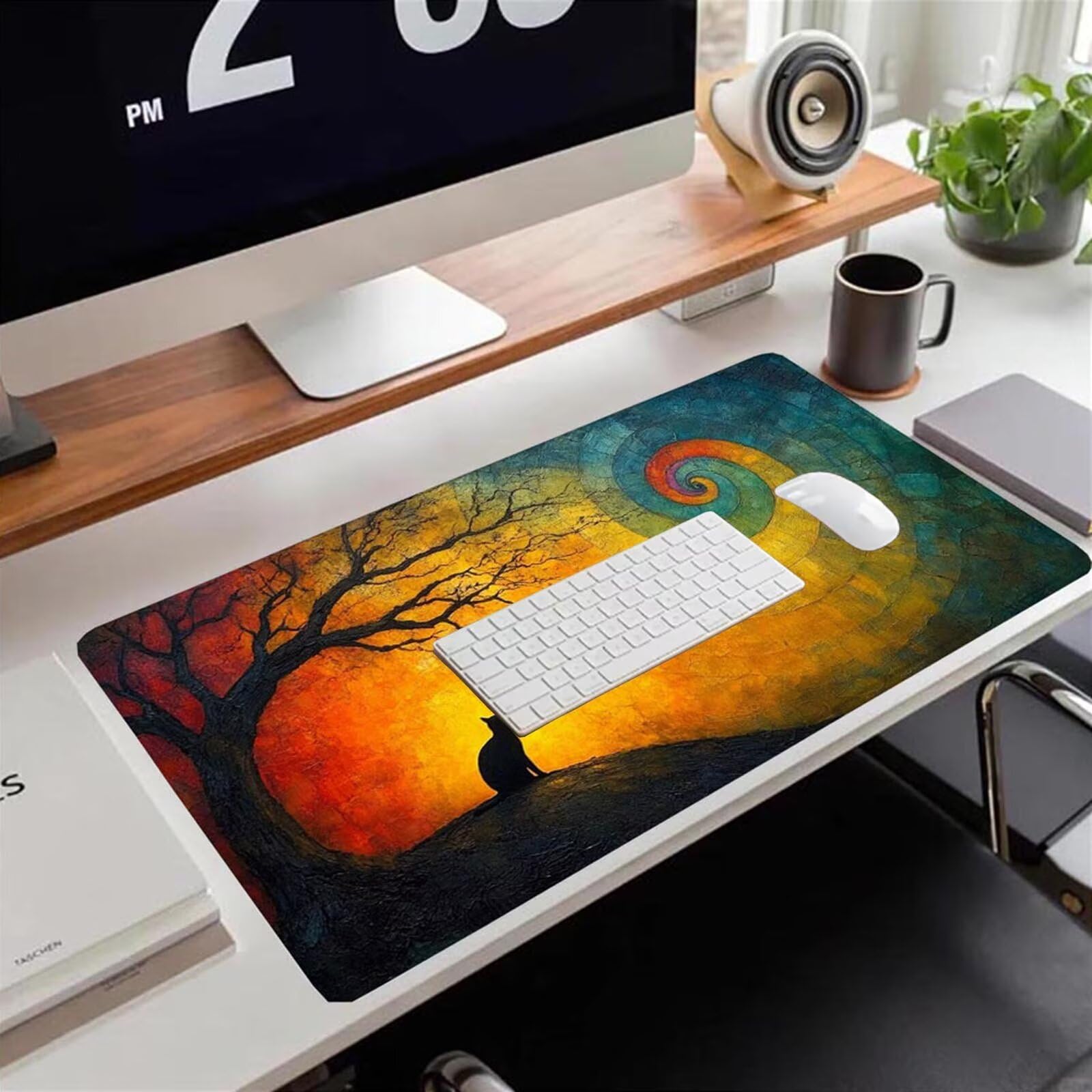 Gamingowa podkładka pod mysz 1200 x 600 x 3 mm, XXL, wodoszczelna, odporna na ścieranie, ze zszytymi krawędziami, kolorowa podkładka na biurko, poprawia prędkość i precyzję, do komputera, laptopa