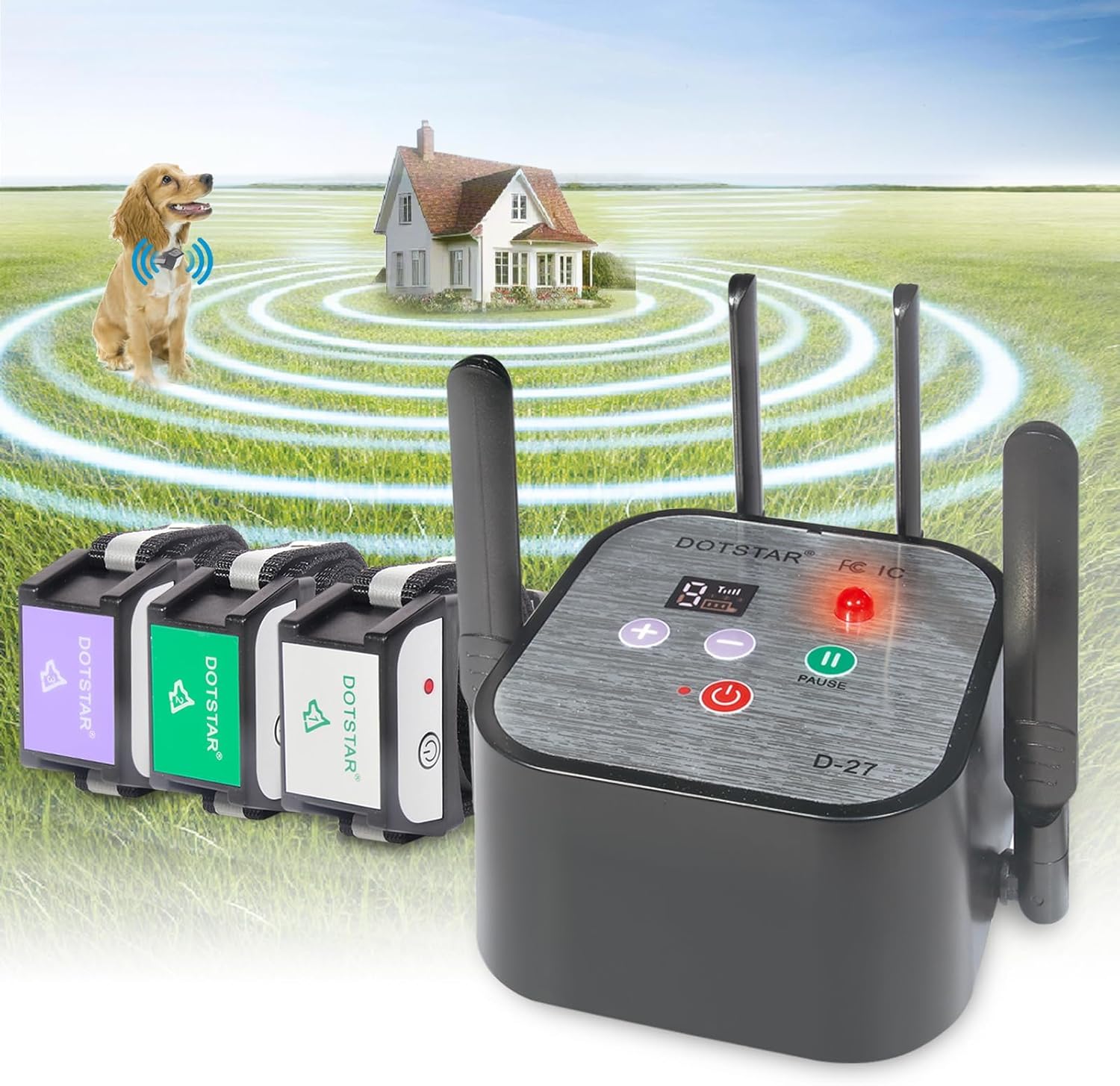 Dog Wireless Fence 2026 Newest Pet Electric Intelligent Containment System, Low Battery AI Smart Alarm Dog Out of Range Reminder, Display Receiver Battery Level, Rechargeable Waterproof Dog Fence