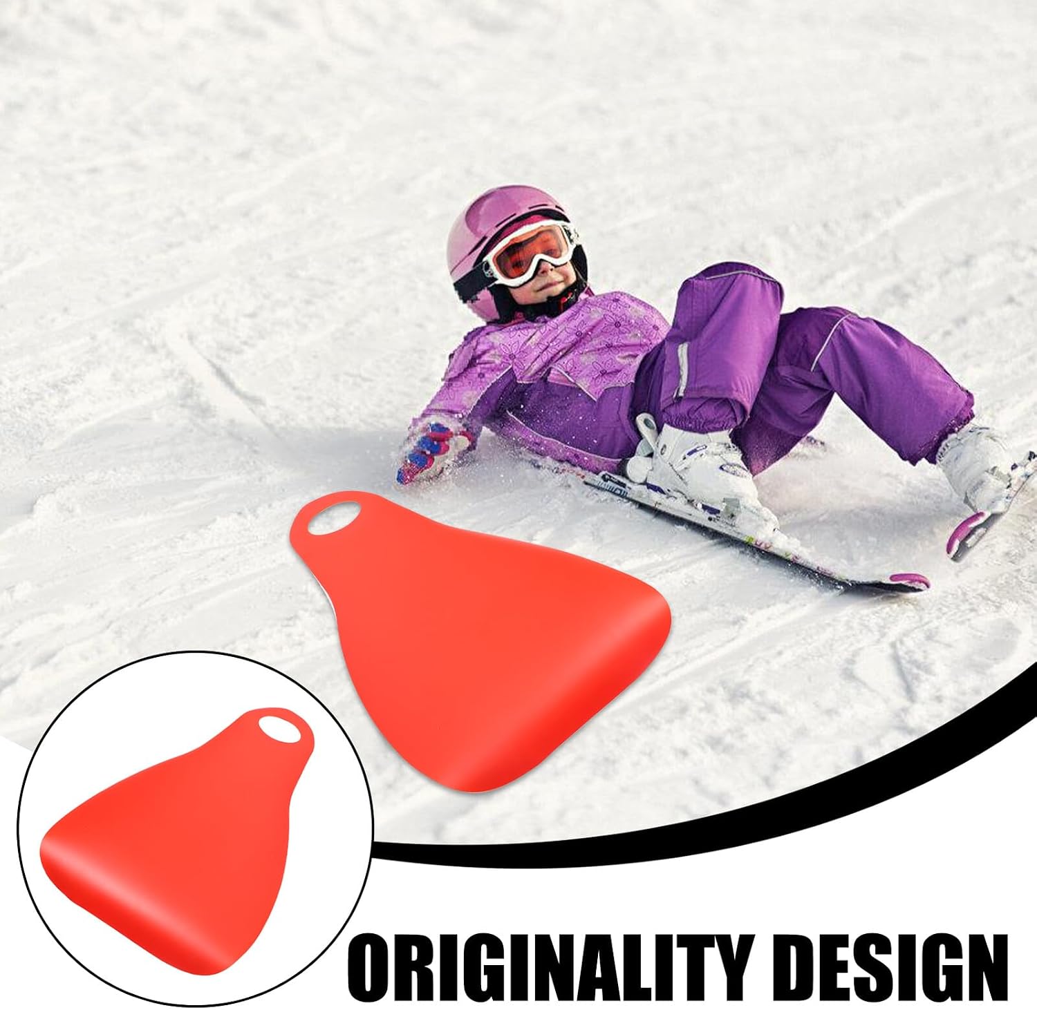VICASKY Outdoor Plastic Skiing Board and Snow Sled, Foldable Red Sliding Plate with Lightweight Design for Winter Sledding and Outdoor Recreation