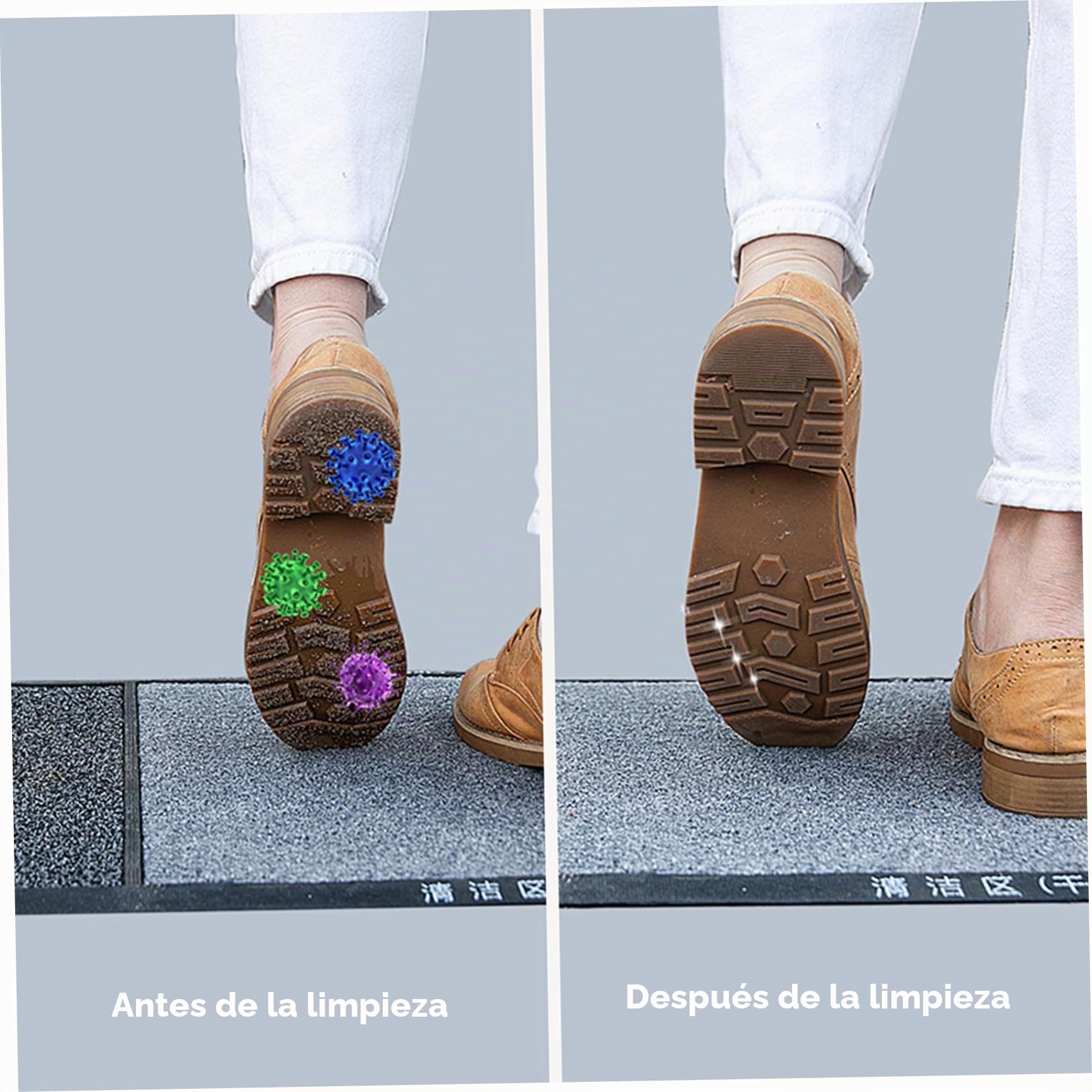 Gcroet Alfombra de Limpieza de Zapatos 18x31.5 Pulgadas 2 Alfombra de Zapato húmedo y seco de Compartimento para Entrada de Fibra PP Reutilizable de Entrada con Fondo de Goma Antideslizante para el