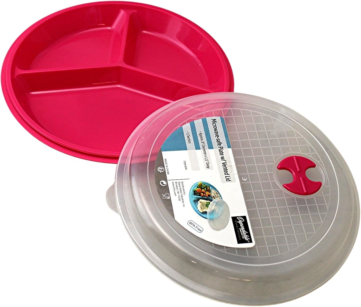 4-Pack Divided Microwave Plates with Vented Lids – BPA-Free, Stackable Meal Prep Plates – 3 Section Food Storage – Microwave, Freezer & Dishwasher Safe – 8.75” x 8.75” - Image 8