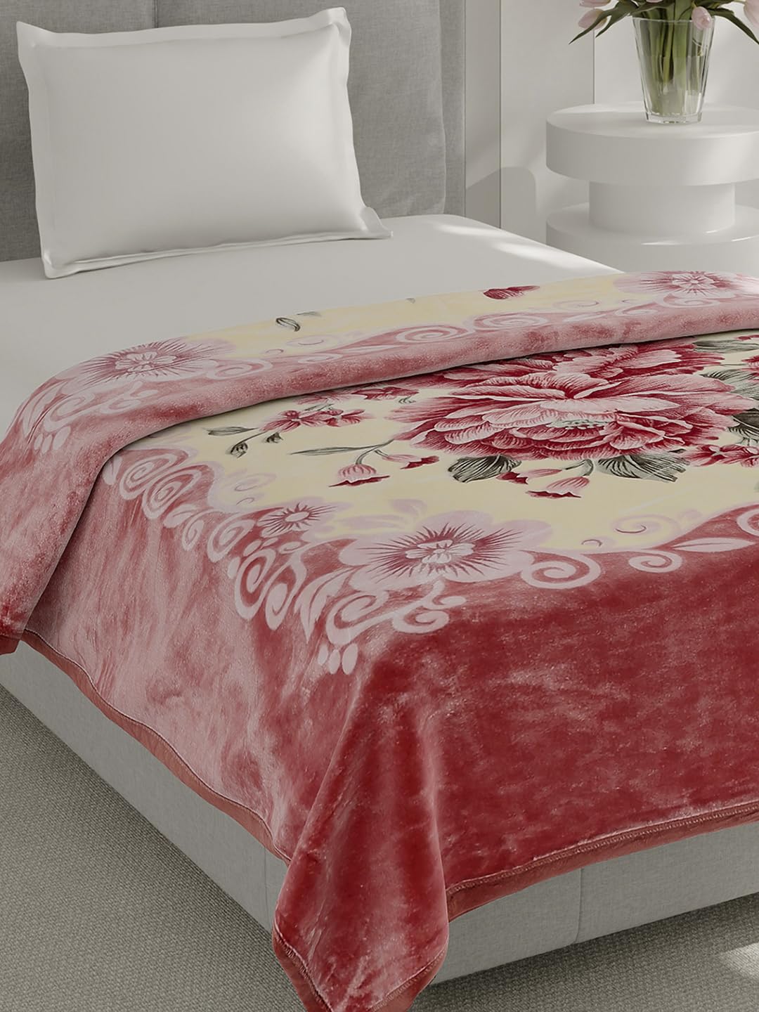 Monte Carlo Single Bed Winter Blanket Relation Plus 1 Ply Super Soft 500 GSM | 1.7 KG (220x160 CM), Baby Pink-image-48