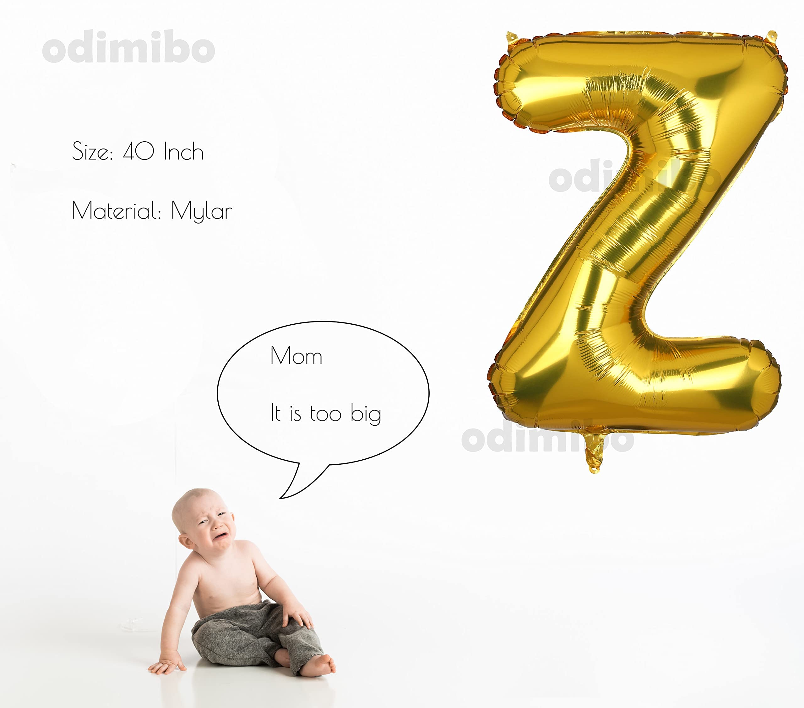 Gold Letter Z Balloon 40 Inch - Large Foil Mylar Alphabet Balloon For Parties