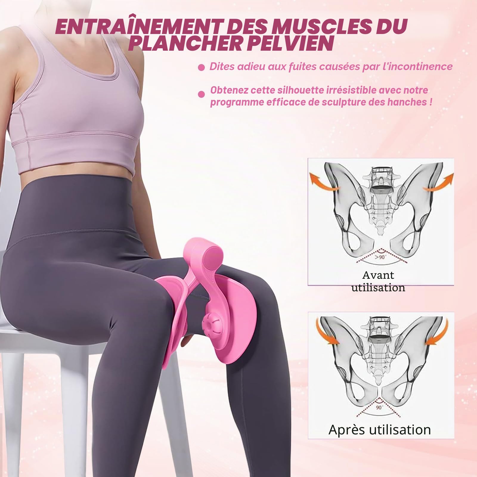 Hip Trainer, Entraineur De Muscle Pelvien avec 1 Bande De Résistance | Appareil de Musculation pour Muscles Du Plancher Pelvien, Fessiers, Cuisses, Veaux, Bras