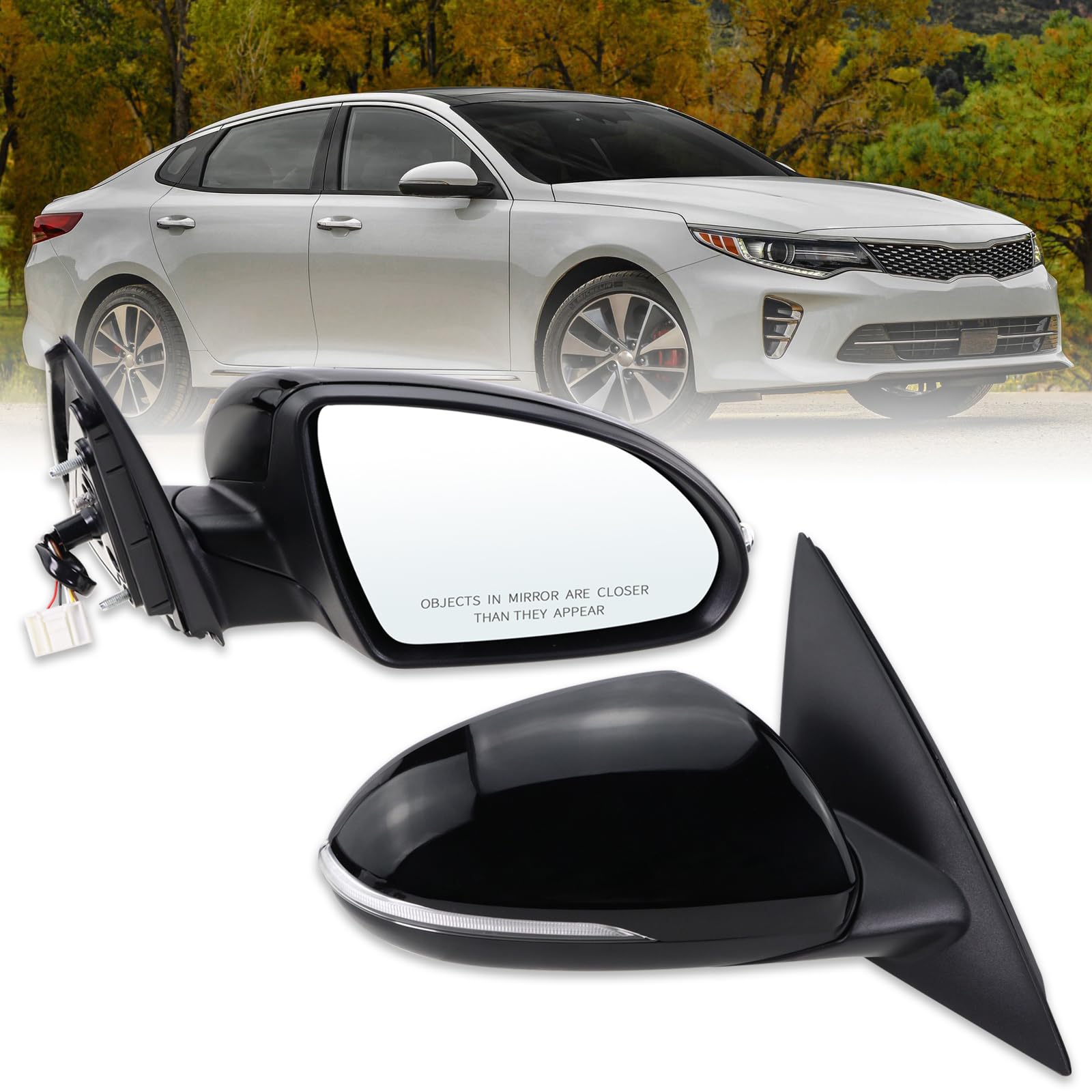 Lqito Right Passenger side Mirror Compatible with 2016 2017 2018 Kia Optima with Manual folding Power Glass With Turn Signal Black Replace#KI1321200(5