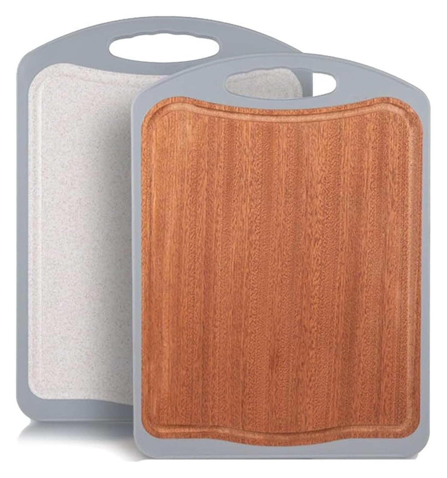 Wooden Chopping Board,Wooden Double Sided Cutting Board Food Grade Ebony and Wheat Straw PP Easy to Clean(39 * 27 * 1.9cm)