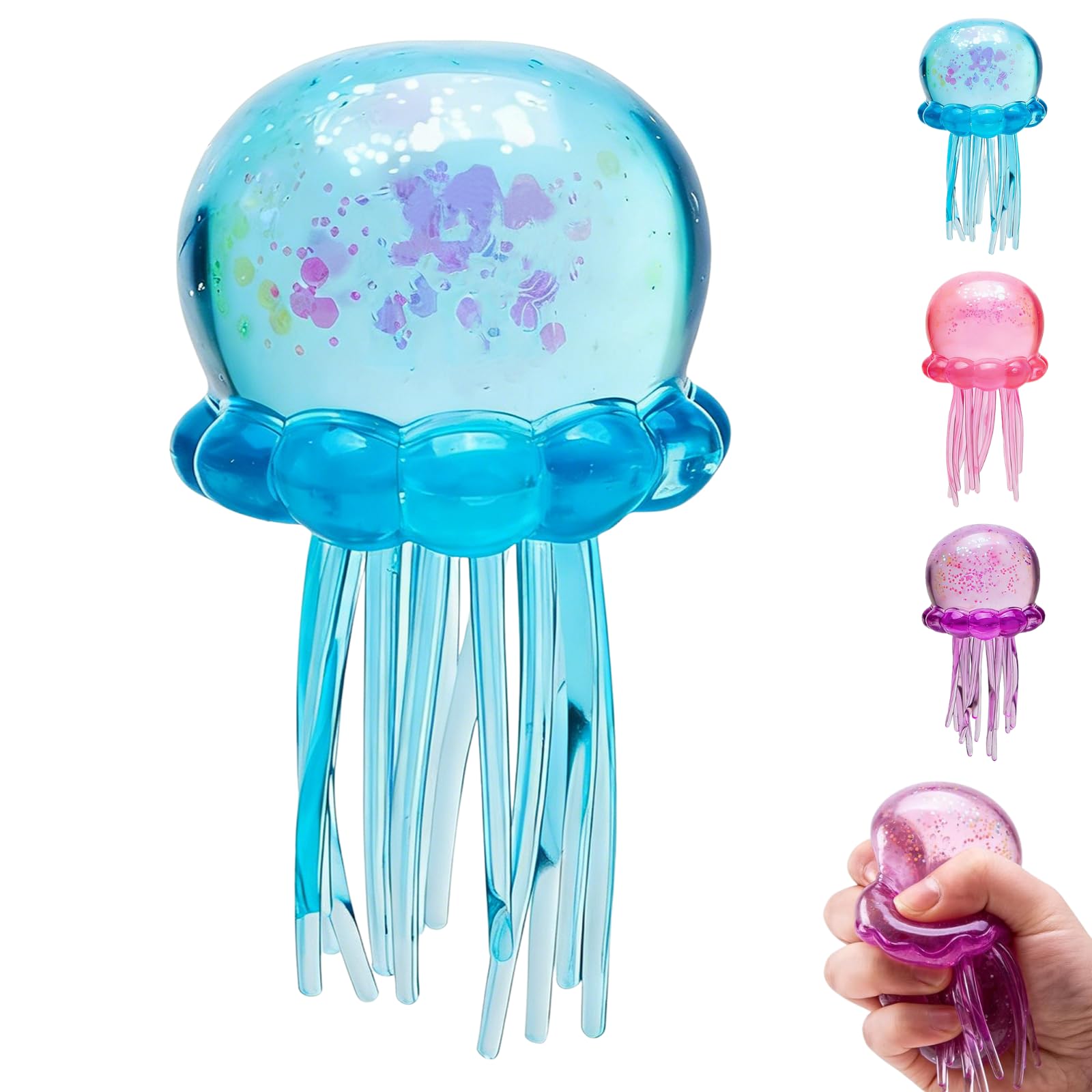 Jellyfish Squishy, Jellyfish Squeeze Stress Ball, Ice Squeeze Cube-Drop Malt Sugar Balls Sensory for Anxiety Stress Party Favors (3PCS) — view 8