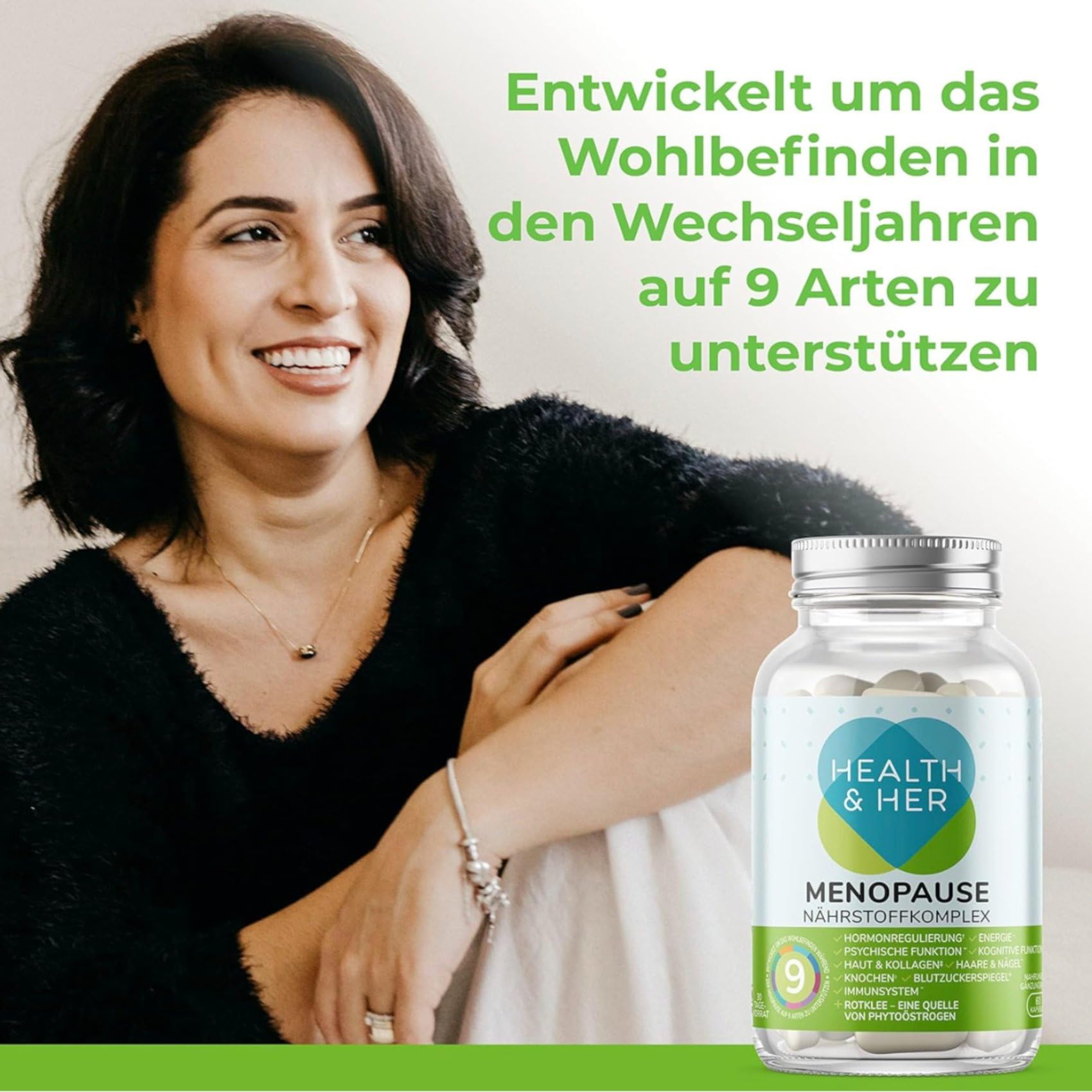 Health & Her Multi-Nährstoffkomplex - Wechseljahre Tabletten Pflanzlich - Unterstützt das Wohlbefinden während der Wechseljahre - 1 Monatspackung enthält 60 Menopause Kapseln
