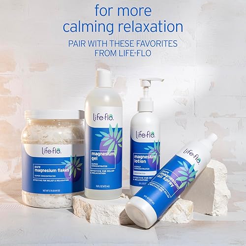 Miniatura 6 de LIFE-FLO Loción de magnesio, aroma a vainilla, loción corporal para alivio y relajación con cloruro de magnesio del fondo marino de Zechstein,