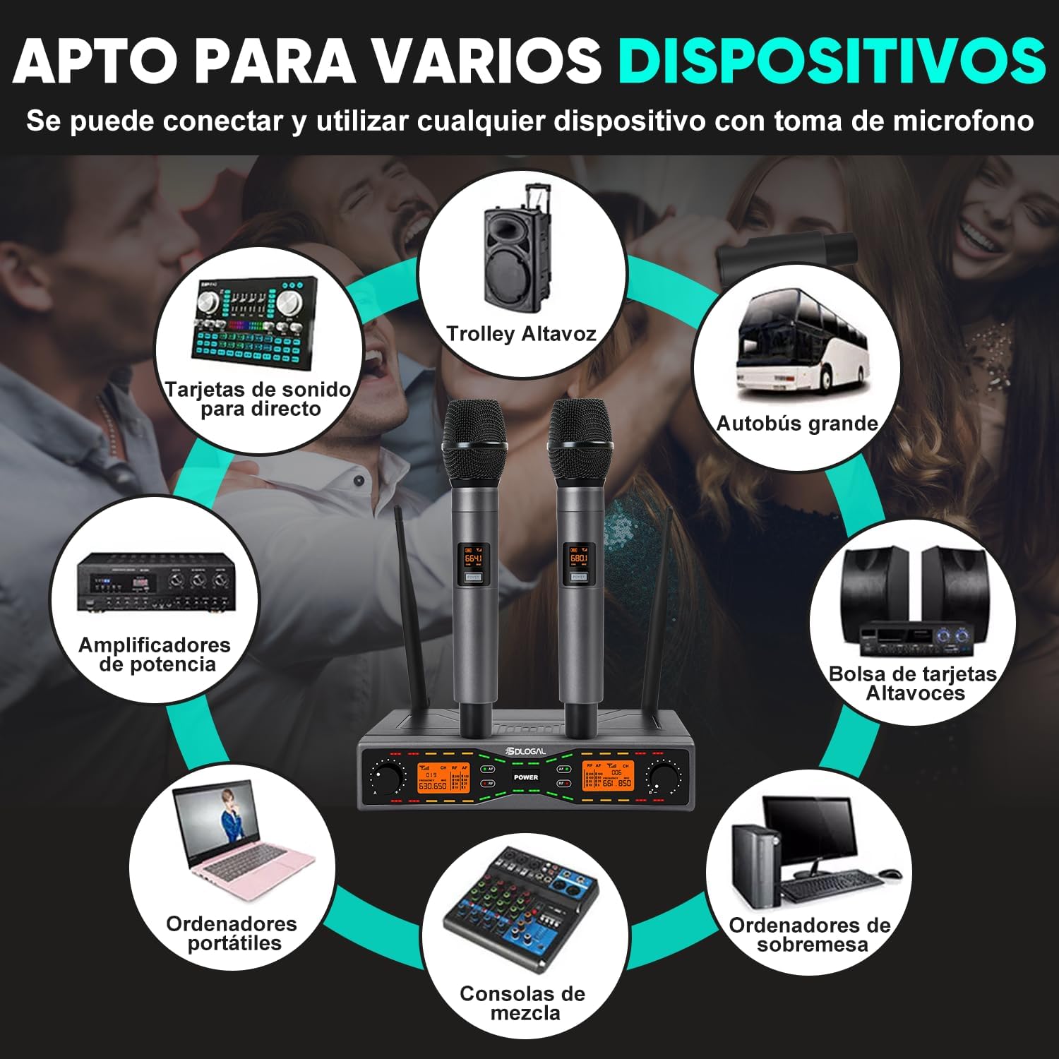 sdlogal KU-618-UP Wireless Microphone System components