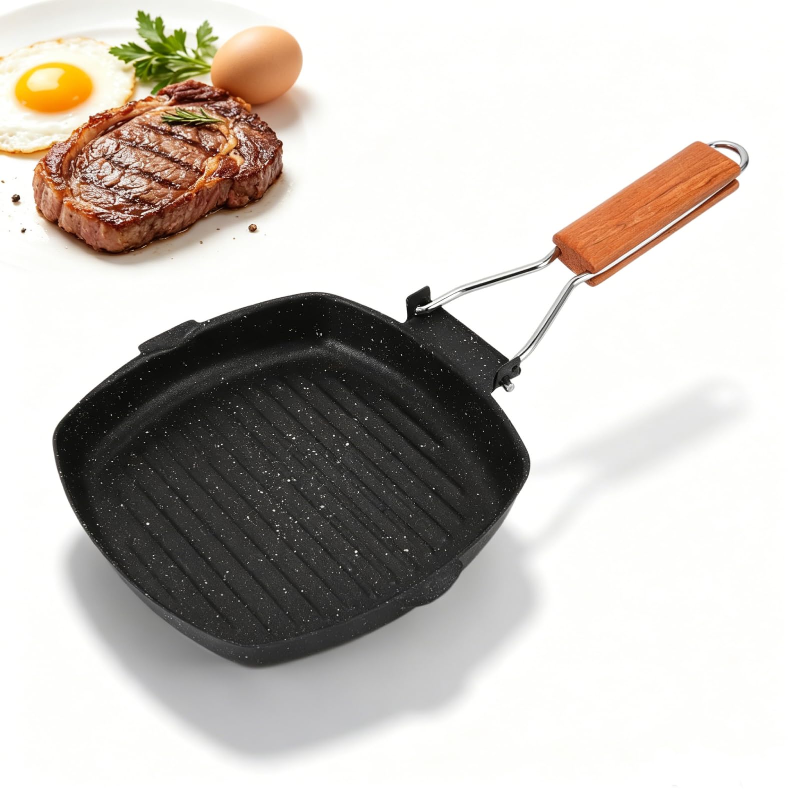 Poêle à steak HERCHR en acier au carbone pour griller vos viandes et légumes en camping