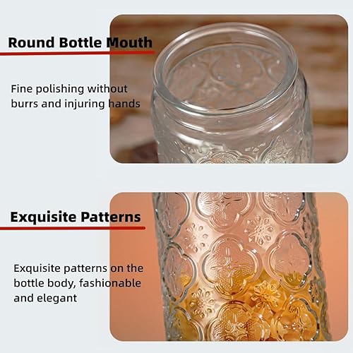 Miniatura 5 de Tarro de vidrio con tapa hermética de bambú, frasco sellado de vidrio vintage de 35 onzas, recipientes de almacenamiento de alimentos de vidrio