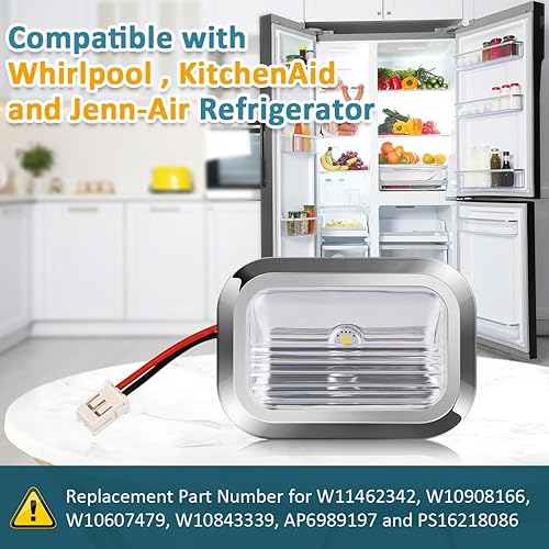 Miniatura 5 de W11462342 Conjunto de luz LED para refrigerador para Whirlpool Kitchen Aid Jenn Air Light Module -Reemplaza W10607479 W10843339 W10908166